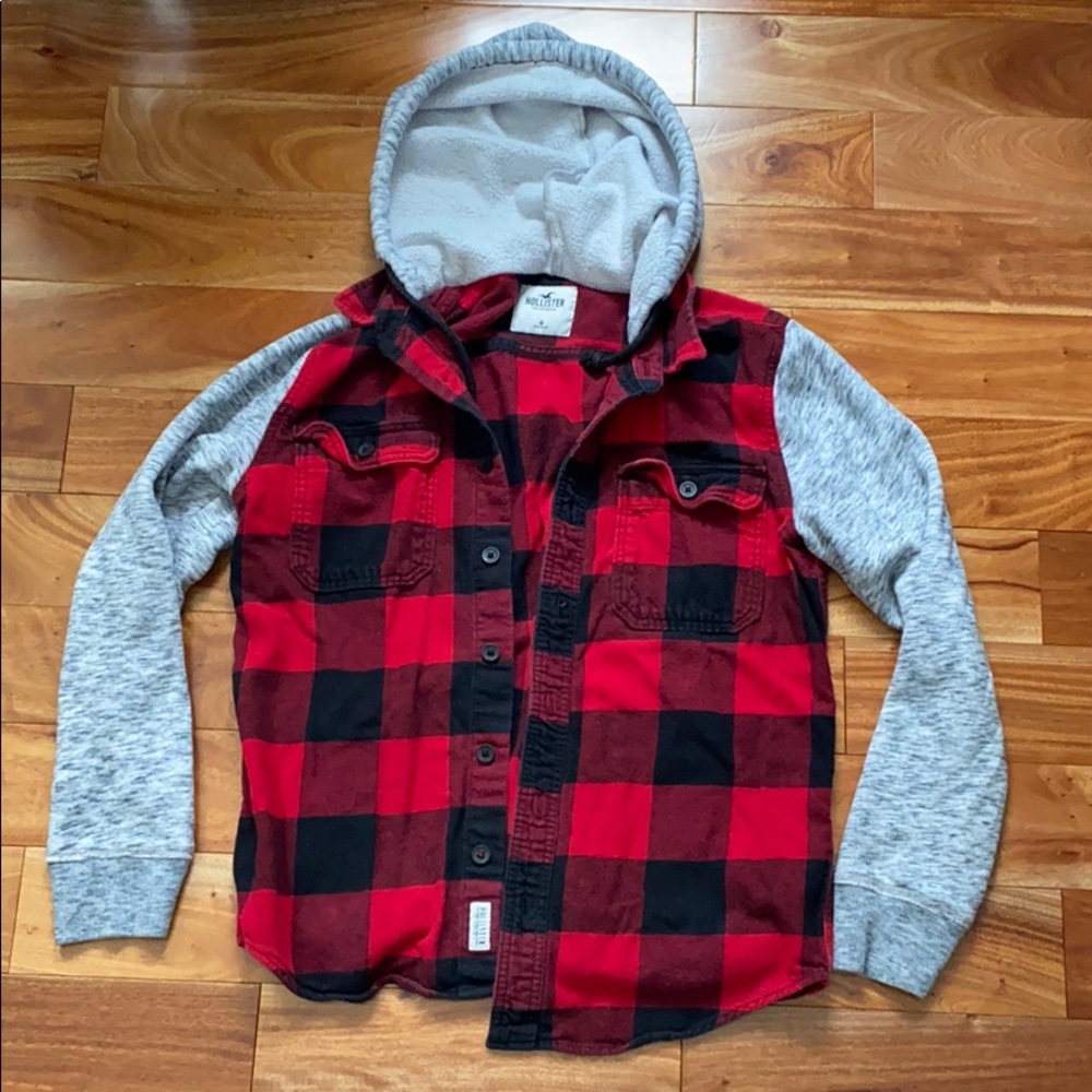 Hollister Flannel Button Up Hoodie